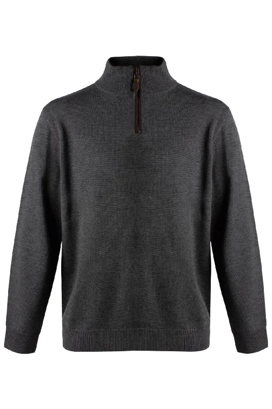Men's Sweaters with Ribbed HemsExtra Fine 'Zegna Baruffa' Merino Wool Quarter-Zip Sweater in Charcoal by Viyella Men's Sweaters with Ribbed HemsExtra Fine 'Zegna Baruffa' Merino Wool Quarter-Zip Sweater in Charcoal by Viyella
