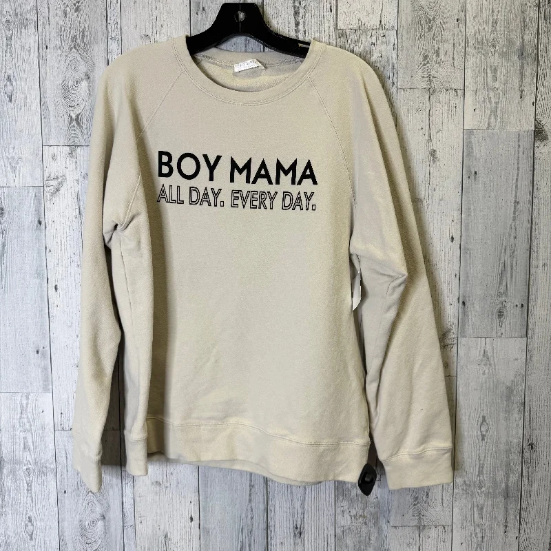 Men's Hoodies for SpringSweatshirt Collar By Clothes Mentor In Cream, Size: M