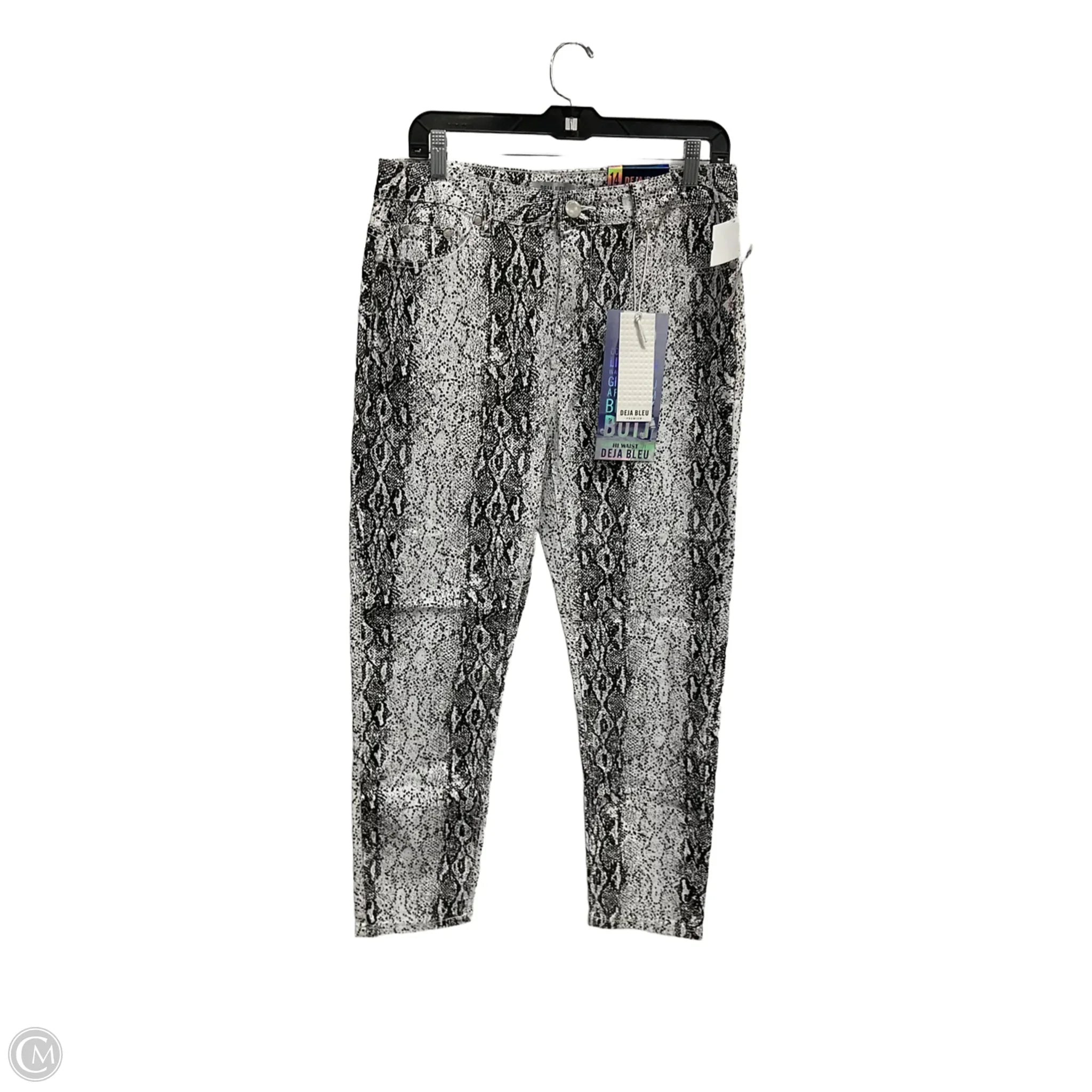 Leather Patch Embellished Men's JeansJeans Straight By Clothes Mentor In Snakeskin Print, Size: 14