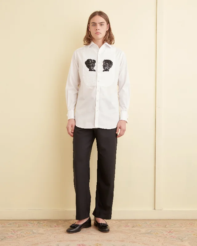 Men's Checkered Shirts for a Retro FeelSequined Silhouette Tuxedo Shirt