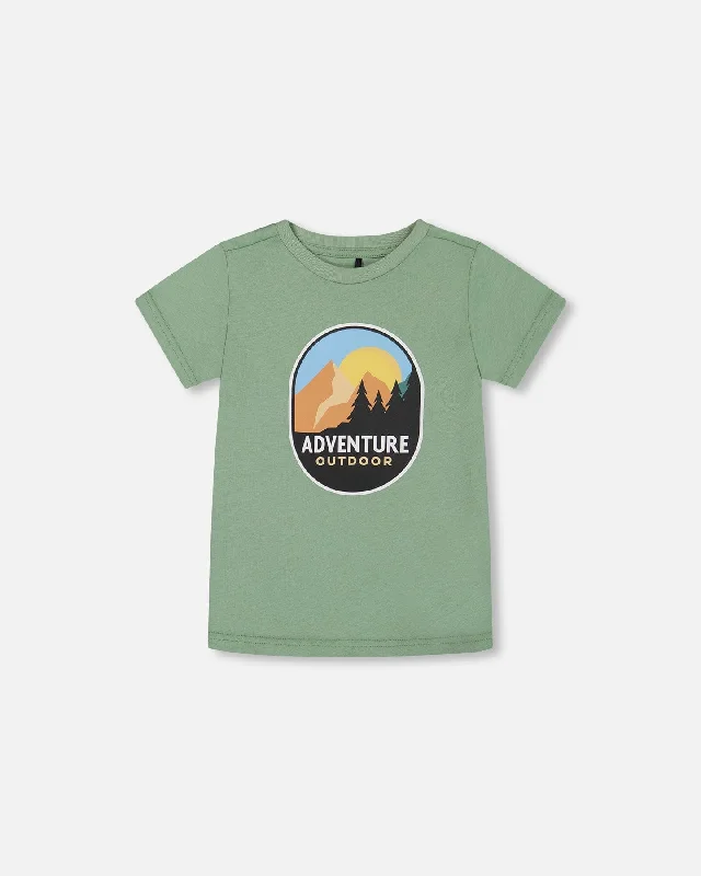 Men's Shirts with Antimicrobial TreatmentOrganic Cotton Graphic Tee Sage And Multi