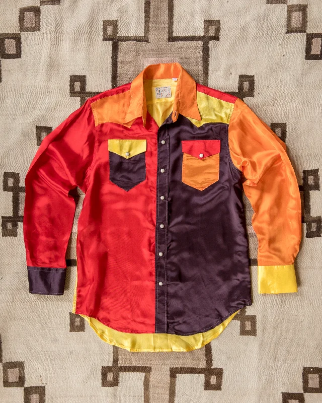 Men's Performance Shirts for Active LifestylesColorblocked Satin Rodeo Shirt - Firestorm