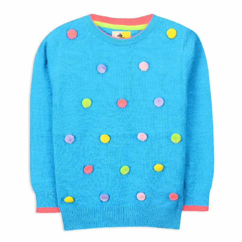 Men's Sweaters with Long SleevesPom Pom Sky Blue Sweater