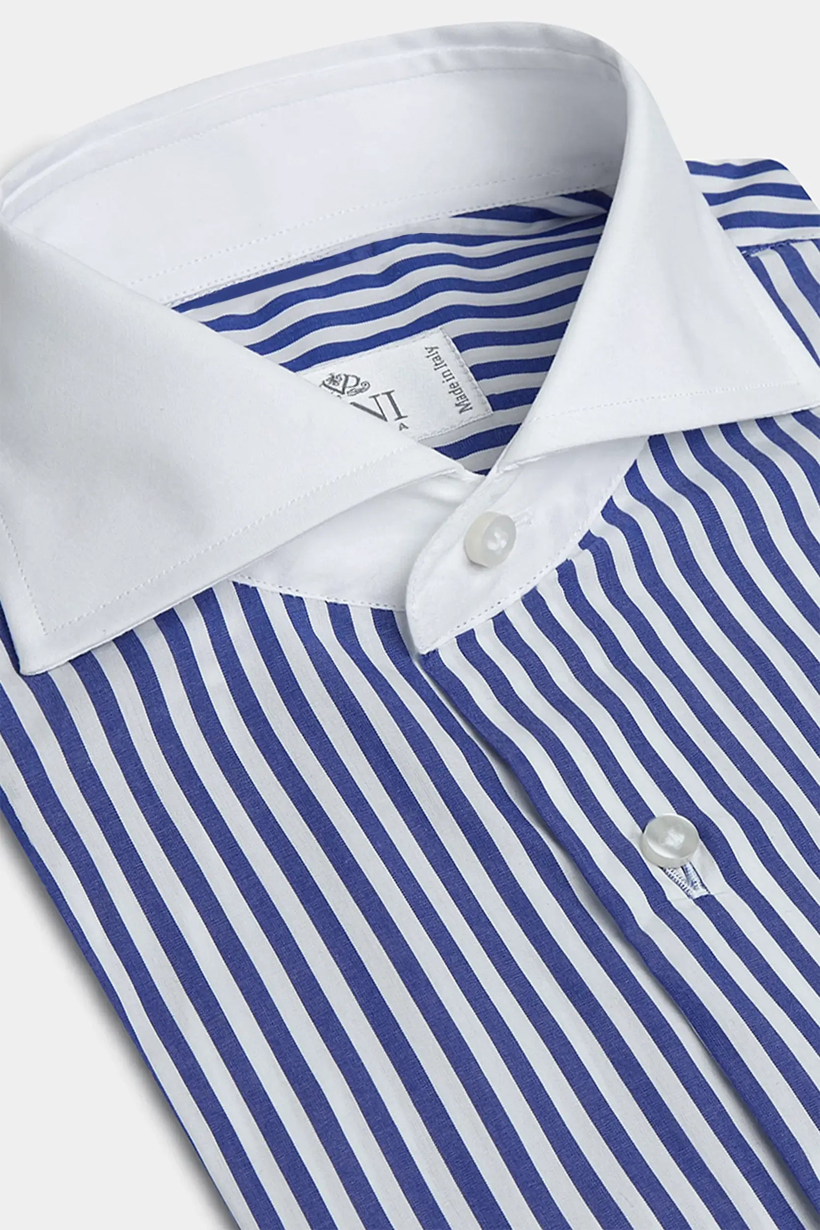 Comfortable Men's Flannel ShirtsBlue striped white collar shirt Limited Edition - Made in Italy Comfortable Men's Flannel ShirtsBlue striped white collar shirt Limited Edition - Made in Italy