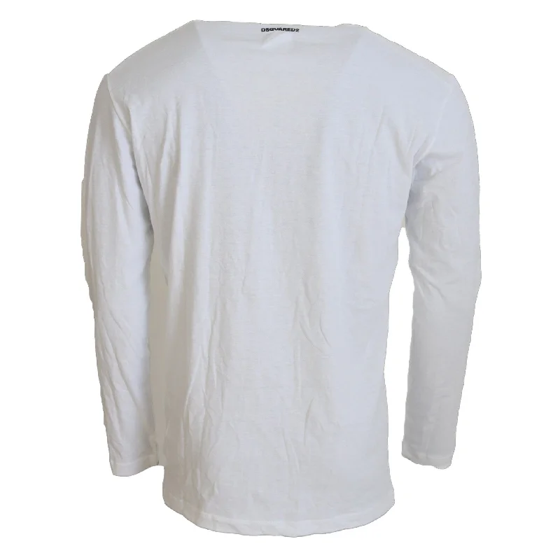 Comfortable Men's Cotton SweatersDsquared² White Cotton Linen Long Sleeves Pullover Men's Sweater (Pre-Owned) Comfortable Men's Cotton SweatersDsquared² White Cotton Linen Long Sleeves Pullover Men's Sweater (Pre-Owned)
