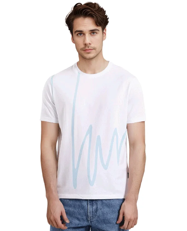 Men's Shirts with Convertible CollarsRare Rabbit Men Chael White Short Sleeve Crew Neck Graphic Print T-Shirt Men's Shirts with Convertible CollarsRare Rabbit Men Chael White Short Sleeve Crew Neck Graphic Print T-Shirt