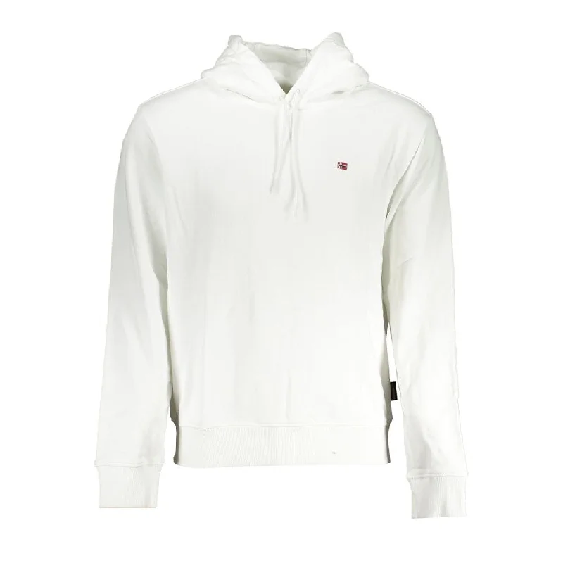 Men's Sweaters for WinterNapapijri Elegant White Hooded Cotton Men's Sweater