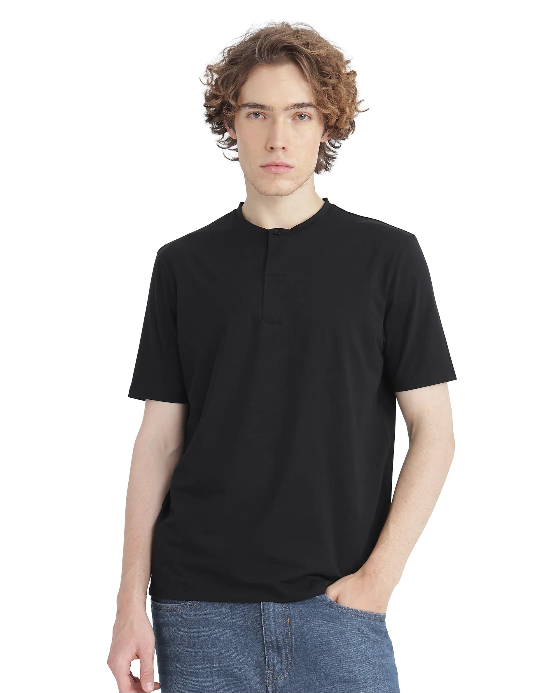 Men's Unique and Designer TopsRare Rabbit Men Purt Black Cotton Blend Fabric Short Sleeve Crew Neck Printed T-Shirt Men's Unique and Designer TopsRare Rabbit Men Purt Black Cotton Blend Fabric Short Sleeve Crew Neck Printed T-Shirt