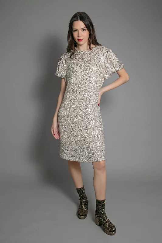 Men's Golf Shirts for On-Course StyleDUSTY SEQUIN T SHIRT DRESS IN GOLD