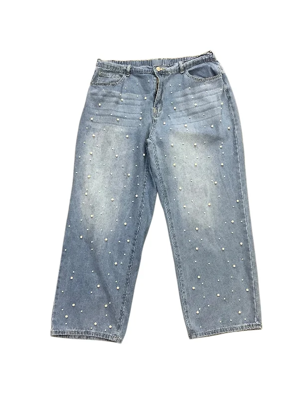 Elegant Straight-Leg Men's JeansJeans Wide Leg By Shein In Blue Denim, Size: 1x