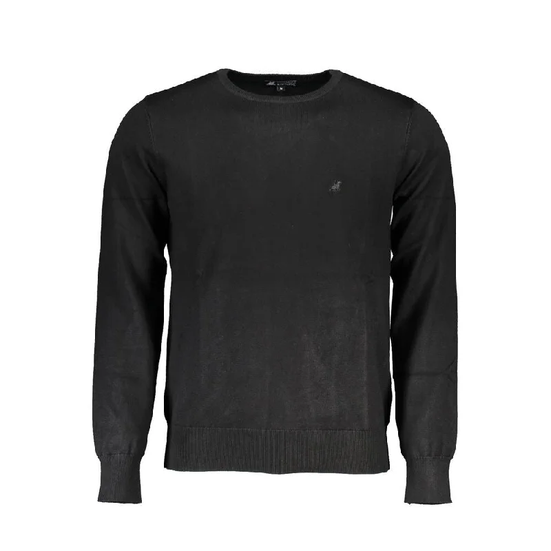 Men's Sweaters with Herringbone PatternsU.S. Grand Polo Black Nylon Men's Sweater