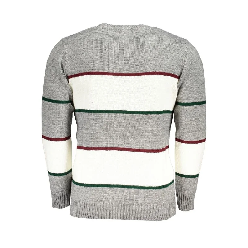 Men's Sweaters with Appliqué DetailsU.S. Grand Polo Gray Fabric Men's Sweater