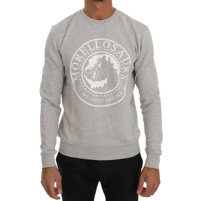 Men's Sweaters with EmbellishmentsFrankie Morello Chic Morellosaurs Crewneck Cotton Men's Sweater Men's Sweaters with EmbellishmentsFrankie Morello Chic Morellosaurs Crewneck Cotton Men's Sweater