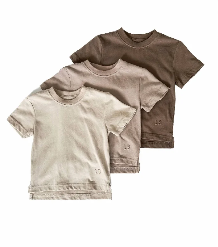 Men's Shirts with Convertible CollarsKid's 3-Pack Elevated Tee In 3 Shades Of Brown