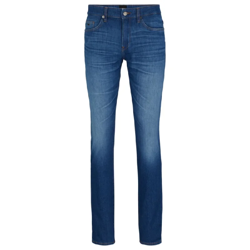 Leather Patch Men's JeansSlim-fit jeans in super-soft blue Italian denim