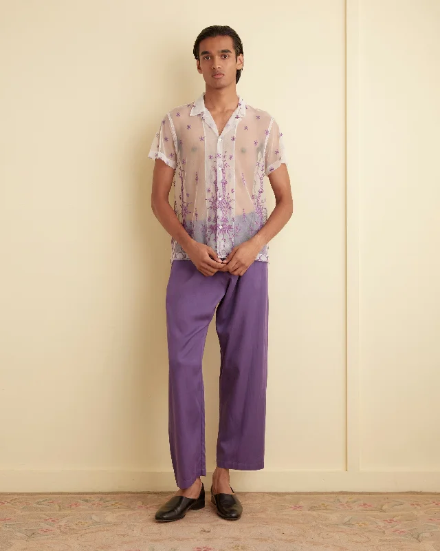 Classic Men's Dress ShirtsSheer Lavandula Short Sleeve Shirt