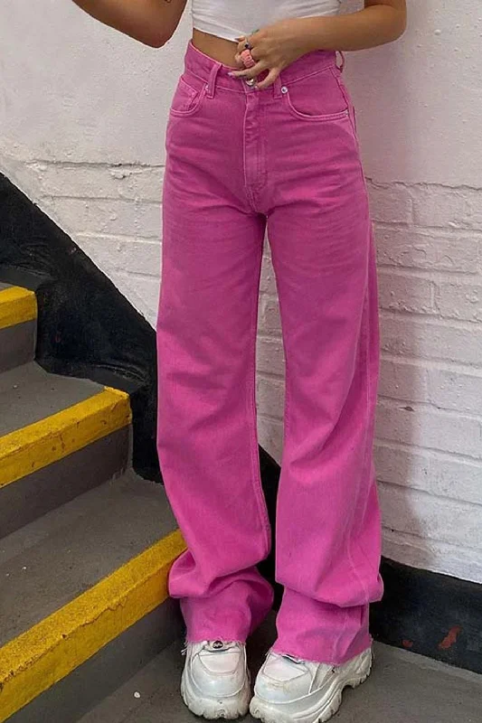 Best Selling Men's Jeans BrandsKittenAlarm - High Waist Casual Pink Jeans Pants