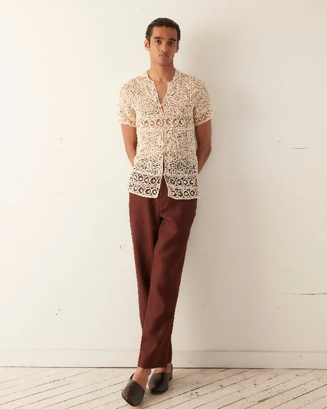 Men's Bold-Color Shirts for a Statement PieceFormal Threadwork Short Sleeve Shirt