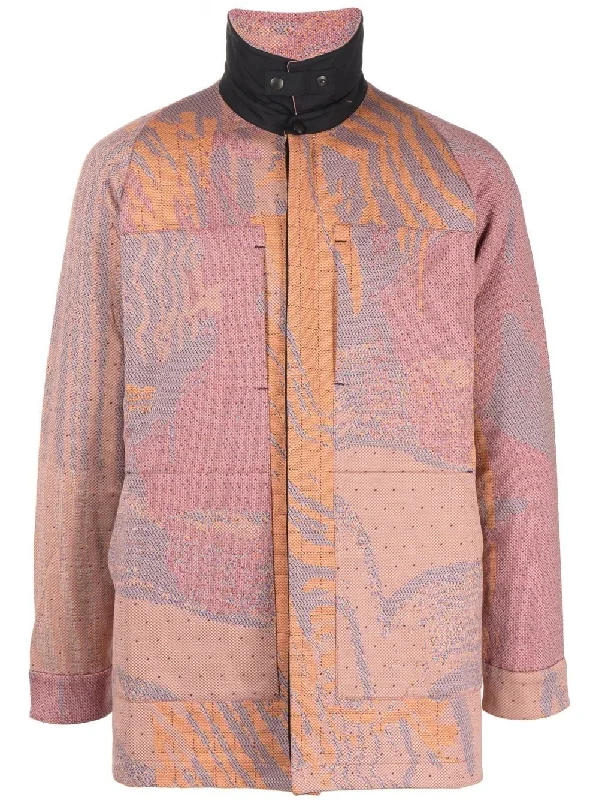 Men's Coats with ButtonsAbstract Print Shirt Jacket