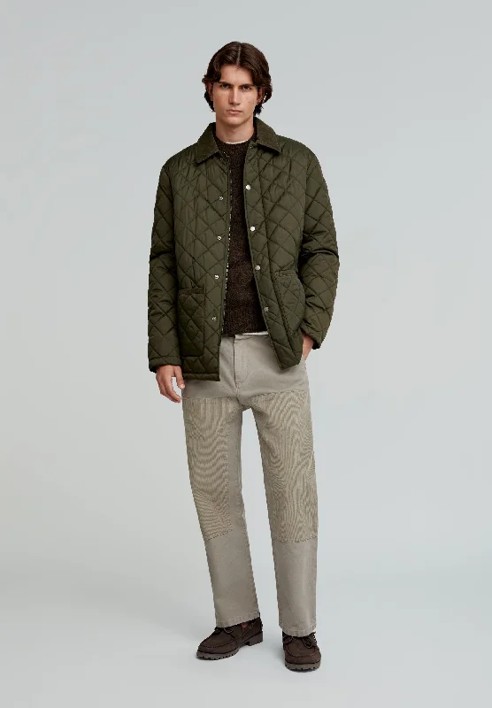 Men's Coats with Hidden PocketsPREMIUM QUILTED JACKET WITH CORDUROY COLLAR