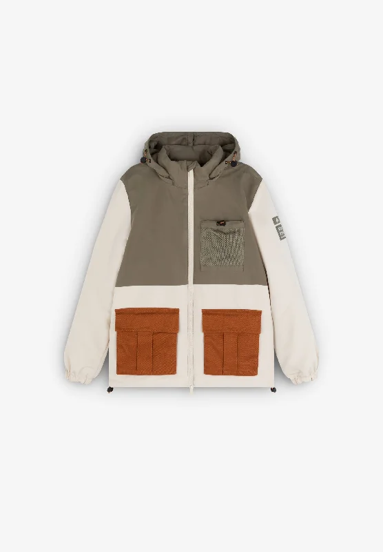 Cool Men's Pea CoatsTHREE-TONE COLOUR BLOCK JACKET
