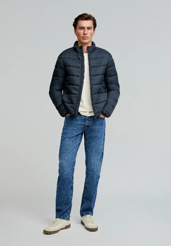 Men's Coats with Wind-Resistant FabricQUILTED JACKET WITH SKULL DETAIL