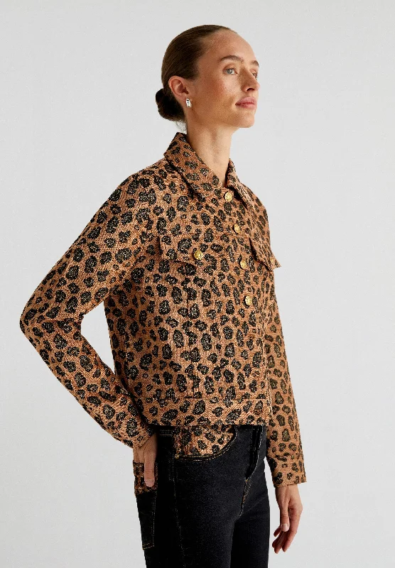 Men's Coats with Fur TrimANIMAL PRINT JACKET