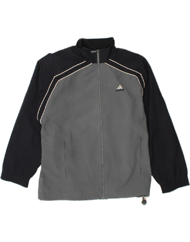 Men's Coats with Belted WaistsADIDAS Boys Tracksuit Top Jacket 15-16 Years Grey Colourblock