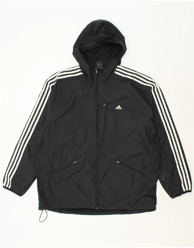 Elegant Men's Wool CoatsADIDAS Mens Hooded Rain Jacket UK 42 XL Black Polyester