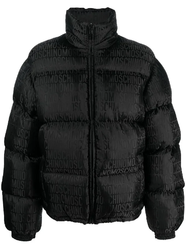 Men's Coats for HikingAll-Over Logo Print Padded Jacket