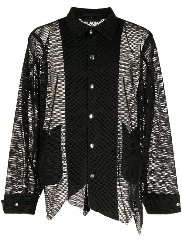 Men's Coats for Everyday WearAsymmetric Open-Knit Shirt Jacket