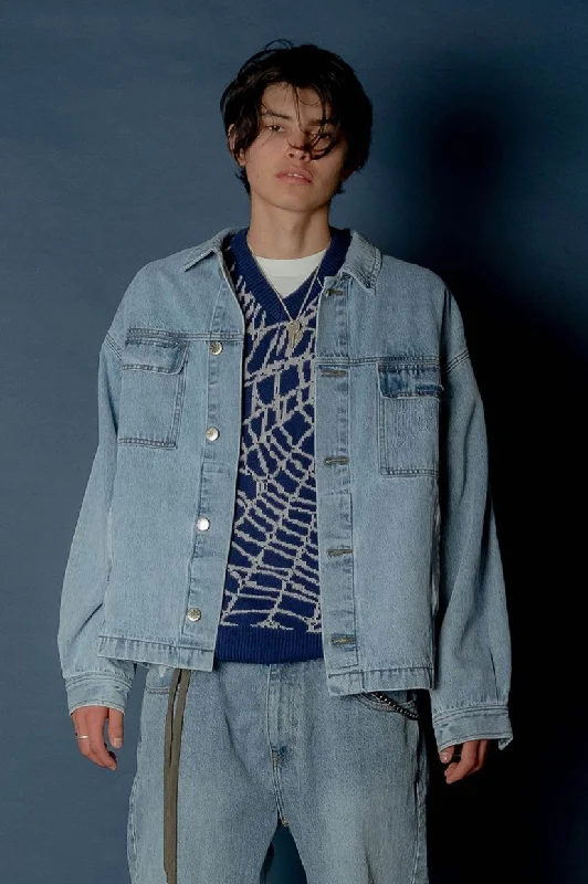 Fashionable Men's Denim JacketsBeach Brains Denim Jacket - Washed Blue