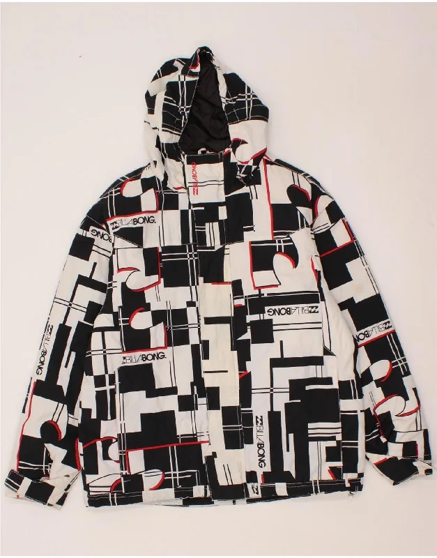 Men's Coats for Winter CampingBILLABONG Boys Graphic Hooded Rain Jacket 13-14 Years White Colourblock