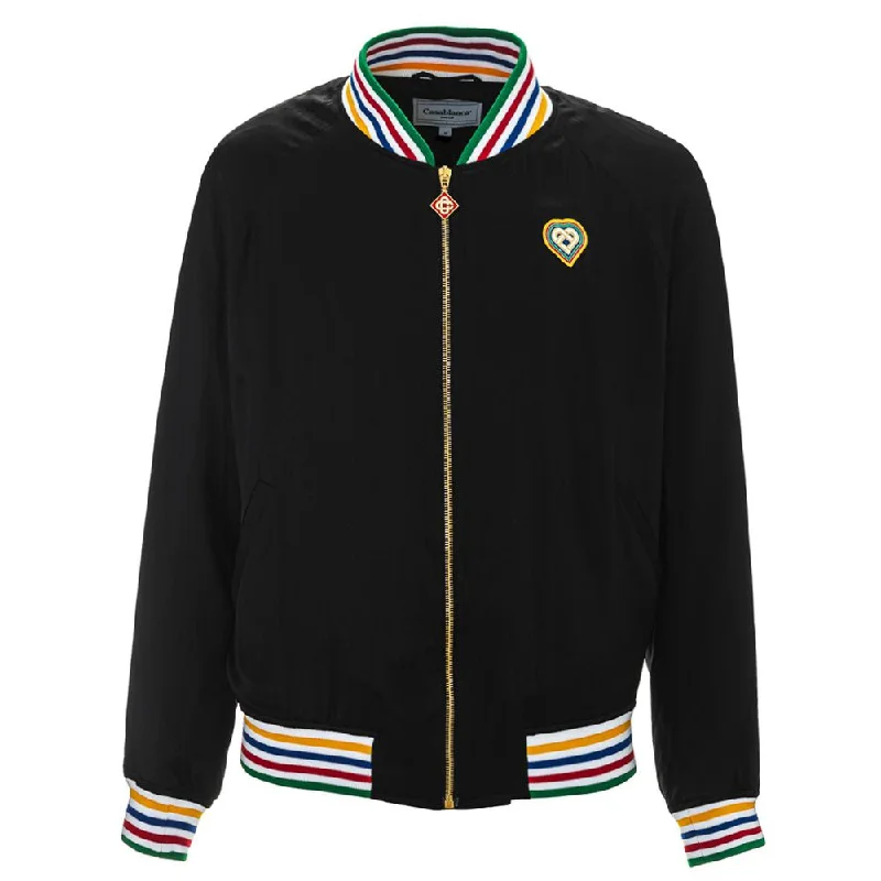Men's Coats with PocketsBlack Silk Jacket