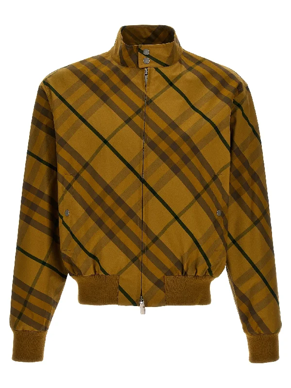 Men's Coats with Contrast StitchingCheck Print Jacket