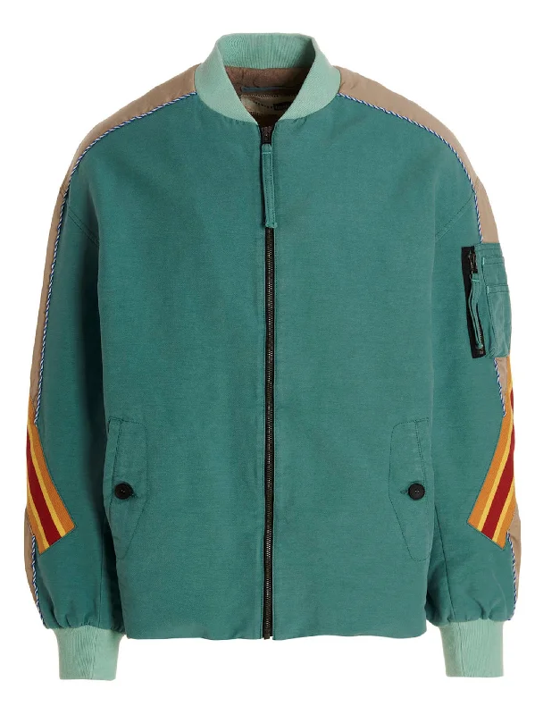 Men's Coats with Contrast StitchingContrast Band Bomber Jacket