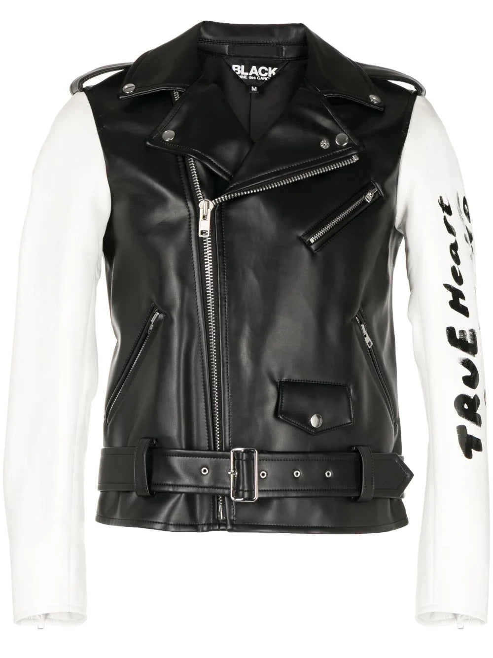 Designer Men's OvercoatsContrasting-Sleeves Biker Jacket