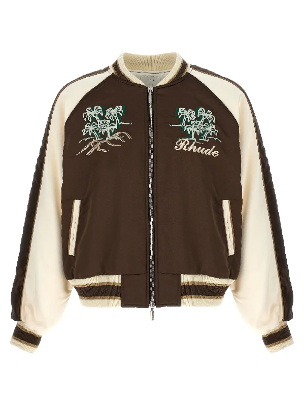 Waterproof Men's ParkasCrepe Satin Souvenir Bomber Jacket