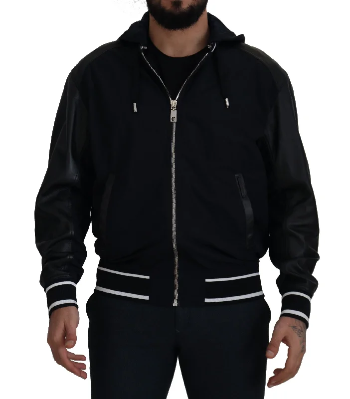 Men's Coats for BikingElegant Black Bomber Blouson Jacket