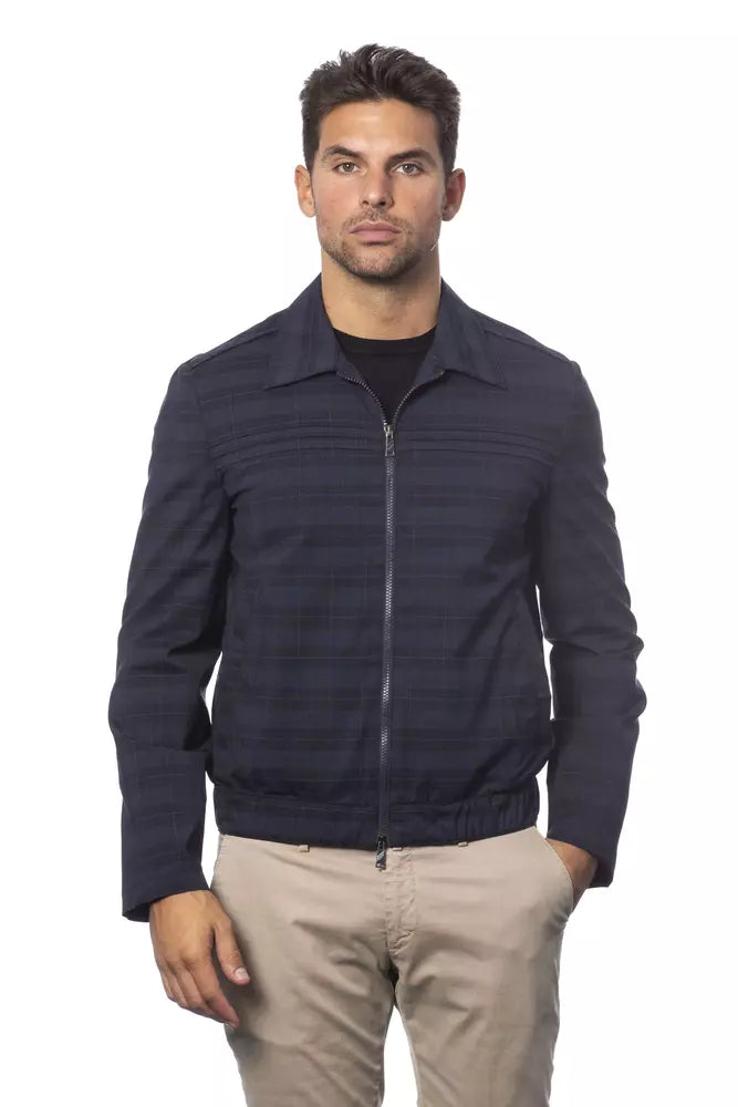 Men's Coats with Multi-Pocket DesignBlue Wool Men Jacket