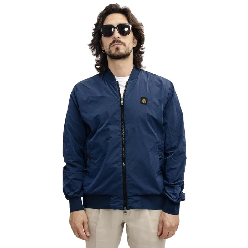 Men's Coats with Belted WaistsElevated Casual Blue Bomber Jacket