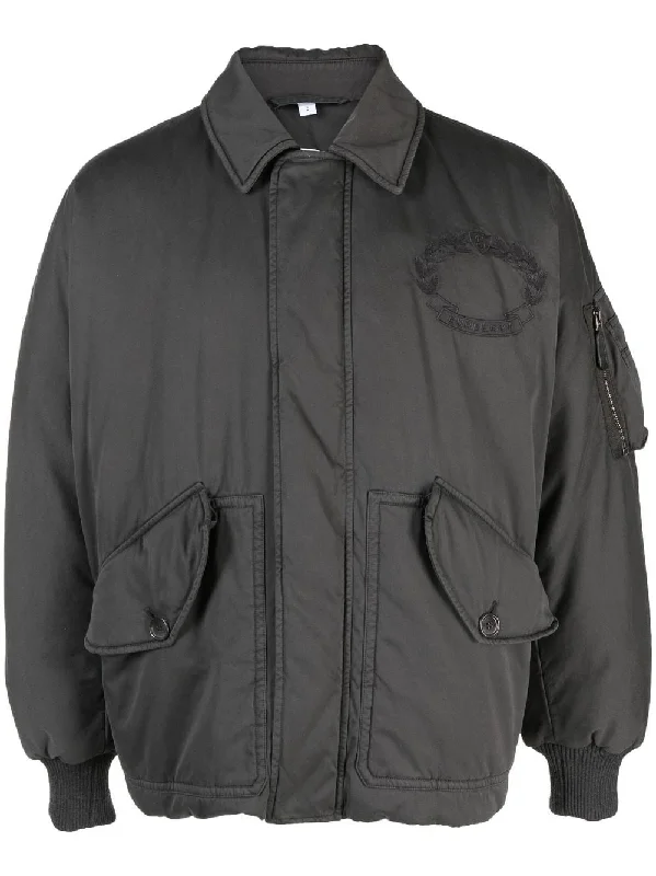 Men's Coats with Adjustable SleevesEmbroidered-Logo Bomber Jacket