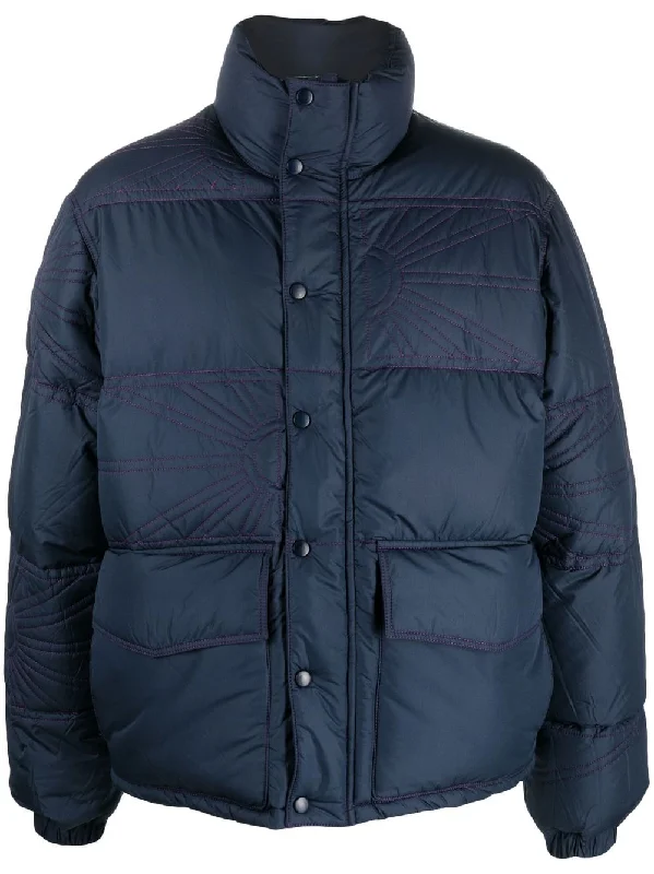Men's Coats with Patchwork DesignsEmbroidered-Logo Puffer Jacket