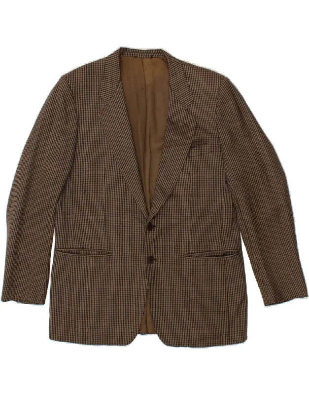 Men's Coats with Stretch FabricERMENEGILDO ZEGNA Mens 2 Button Blazer Jacket UK 38 Medium Brown Check Men's Coats with Stretch FabricERMENEGILDO ZEGNA Mens 2 Button Blazer Jacket UK 38 Medium Brown Check