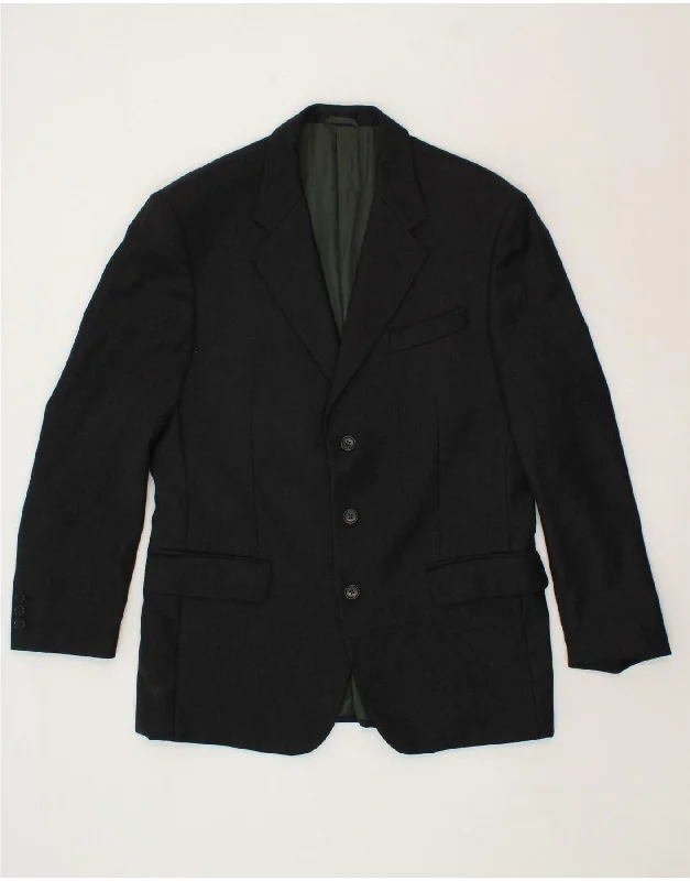 Men's Coats with Embroidered DetailsFERRE Mens 3 Button Blazer Jacket UK 38 Medium Black
