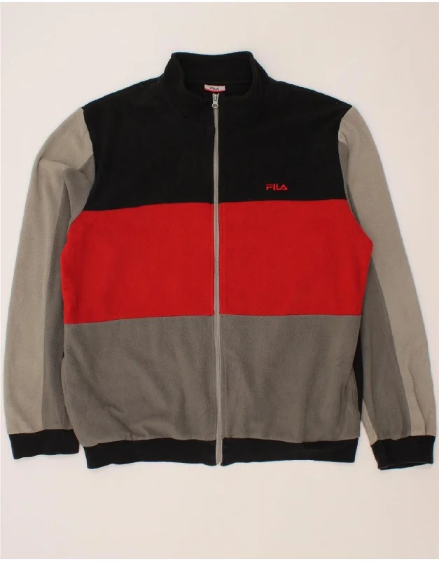 Men's Coats with Ripstop FabricFILA Mens Fleece Jacket UK 42 XL Multicoloured Colourblock Polyester