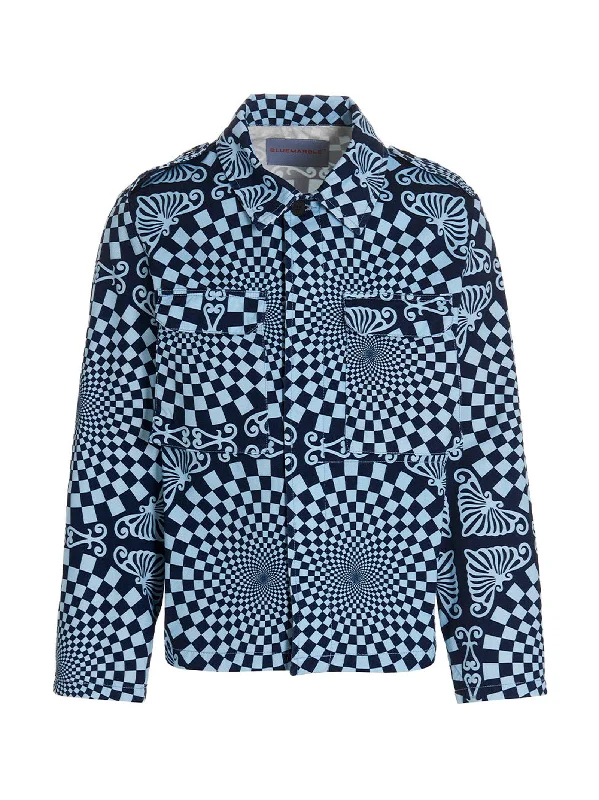 Men's Coats with Removable LiningsFolk Checkerboard Jacket