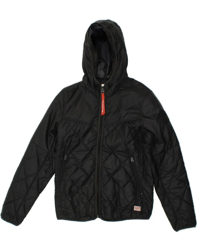 Men's Coats with Water-Repellent FabricG-STAR Mens Hooded Padded Jacket UK 36 Small Black Polyester