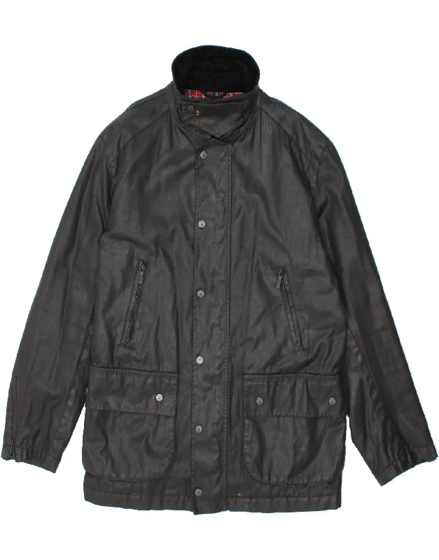 Men's Coats with Belted WaistsGANT Mens Waxed Cotton Jacket UK 42 XL Black Cotton