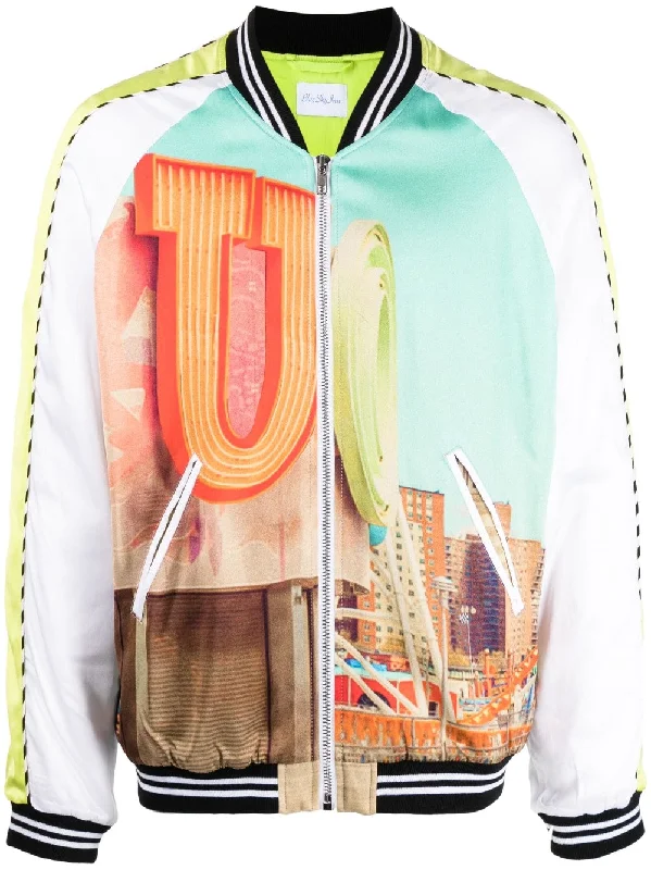 Men's Coats for Big and TallGraphic-Print Bomber Jacket